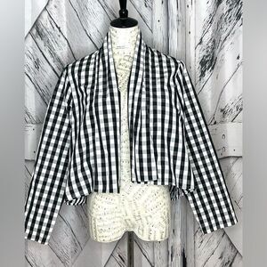 Sun Kim Cropped Gingham Swing Jacket Size S